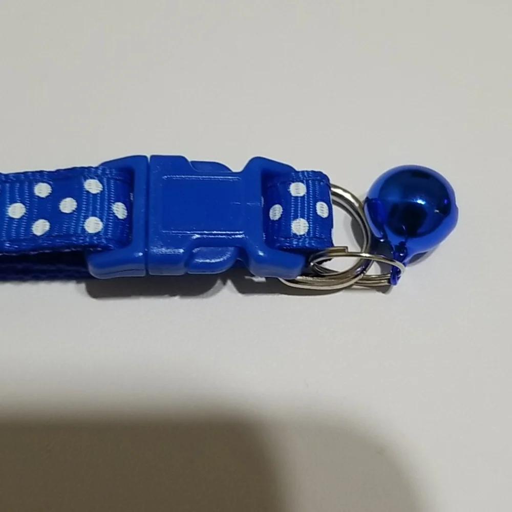 Blue and White Polka Dot Small Pet Collar